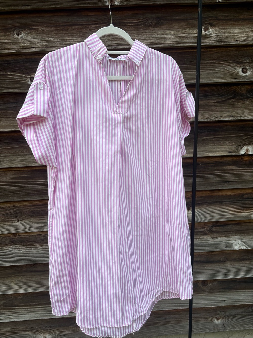 Striped Pink Short-Sleeve Dress